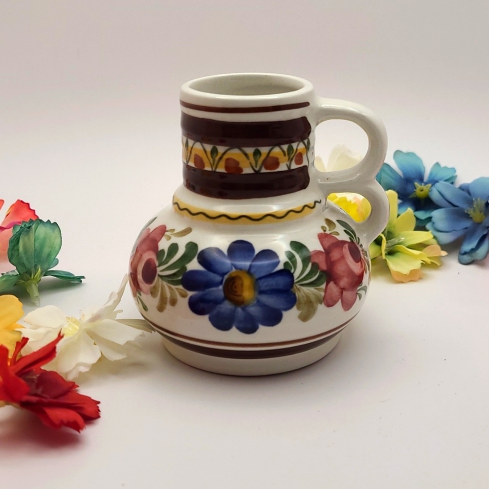 Weschler mini-jug, handmade, handpainted floral, vintage
